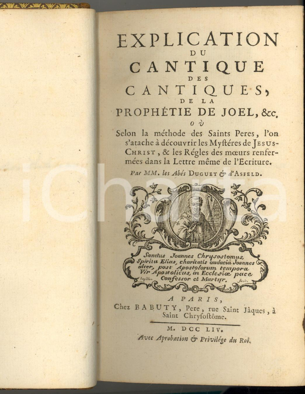 Libro, pubblicazione d epoca 1754 Abés DUGUET et d ASFELD Explication du Cantique des Cantiques RARE BOOK 1
