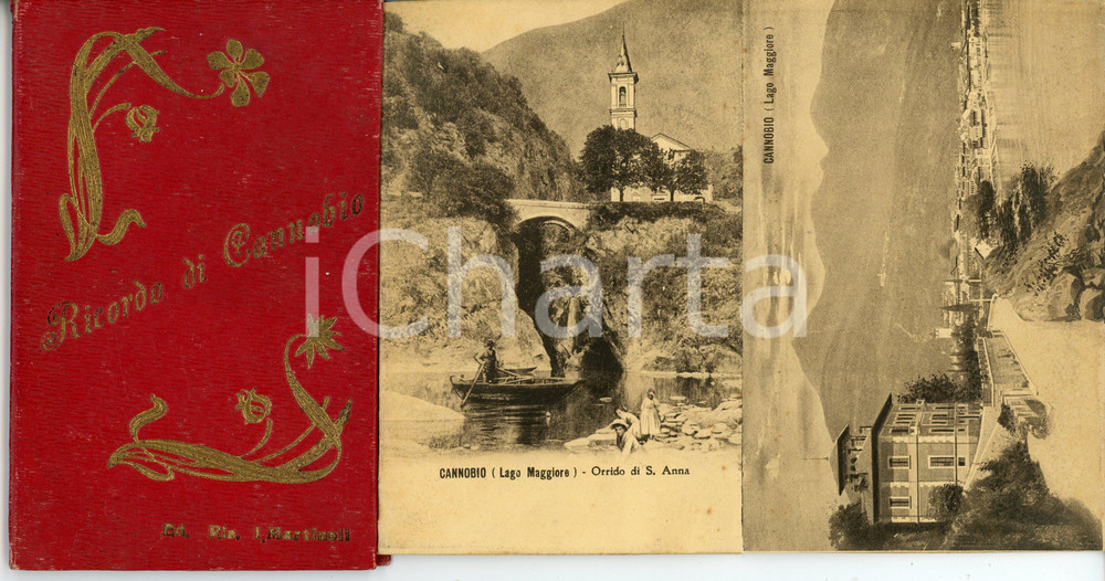 Libro, pubblicazione d epoca 1920 ca LAGO MAGGIORE Ricordo di CANNOBIO Libro a fisarmonica con 7 fotografie 1
