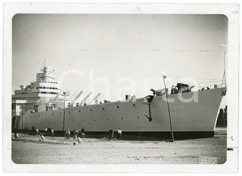 Fotografia d epoca originale 1939 ROMA  CAMPO MARINA Ricostruzione della Corazzata LITTORIO Foto 18x13 cm 1