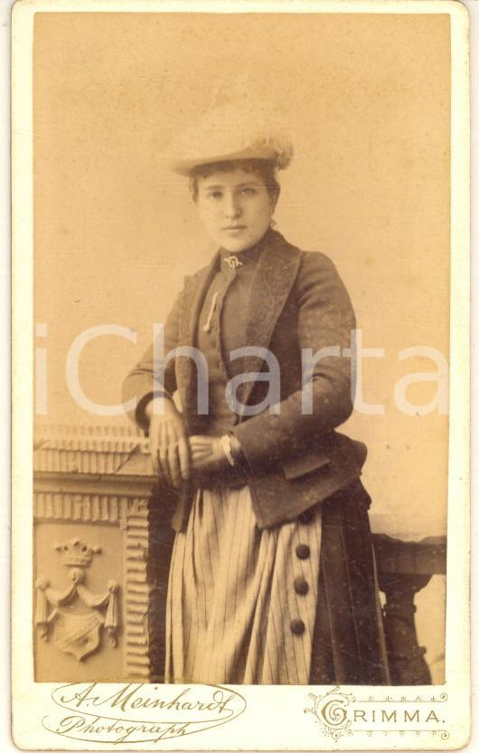 Fotografia d epoca originale 1890 GRIMMA GERMANY Giovane donna con cappello Foto Albert MEINHARDT 1