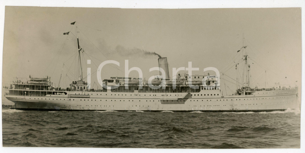 Fotografia d epoca originale 1934 MARINA MERCANTILE Piroscafo GERUSALEMME del LLOYD TRIESTINO Foto 24x11 cm 1