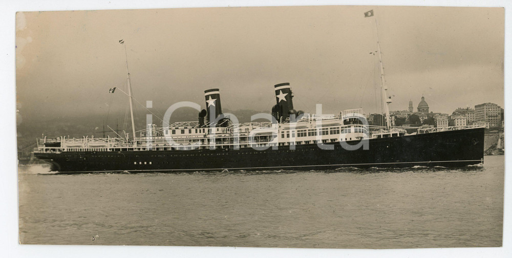 Fotografia d epoca originale 1932 MARINA MERCANTILE Transatlantico AUSONIA Foto 23x11 cm 1