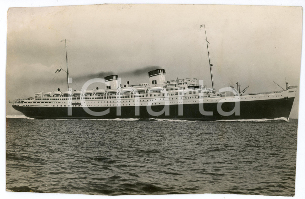 Fotografia d epoca originale 1933 MARINA MERCANTILE Transatlantico REX Foto 23x11 cm 1