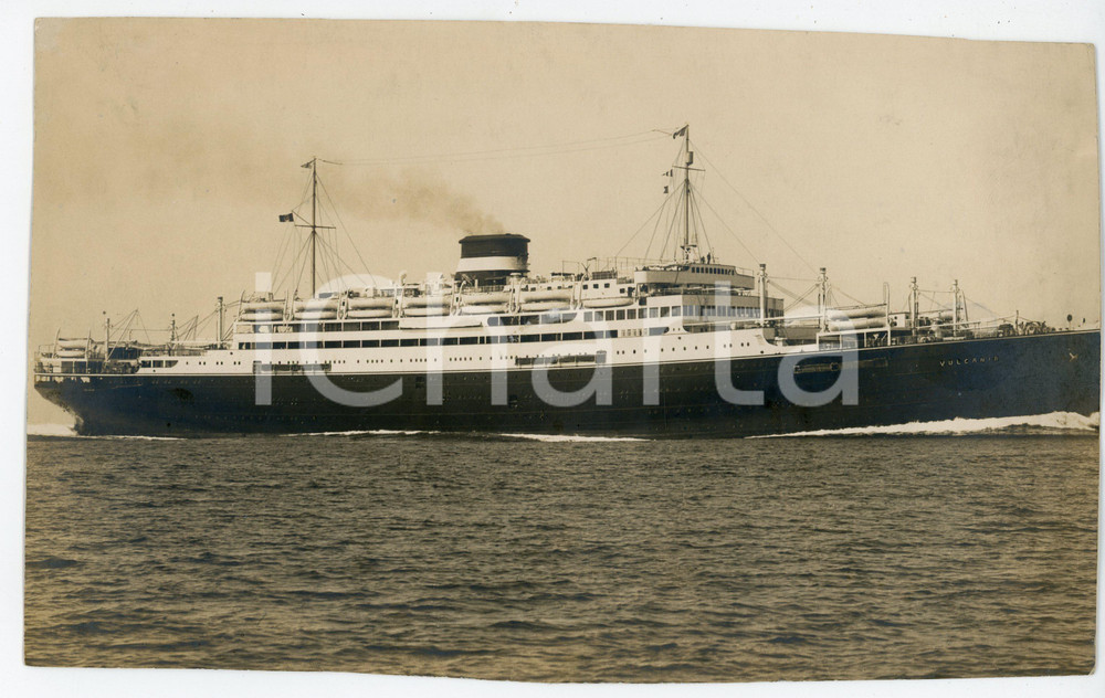 Fotografia d epoca originale 1933 TRIESTE  MARINA MERCANTILE Motonave VULCANIA Foto 25x15 cm 1