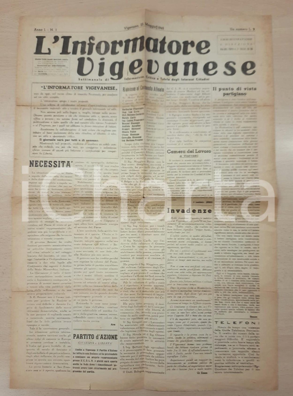 Giornale, rivista storica 1945 L INFORMATORE VIGEVANESE Punto di vista partigiano Giornale anno I n° 1 1