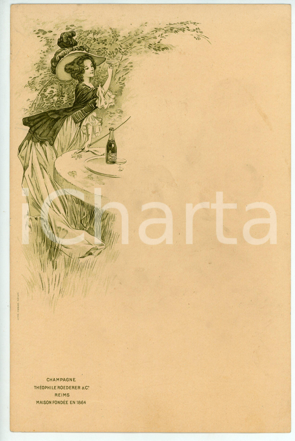 Oggetto da collezione cartaceo 1920 ca REIMS Champagne Théophile ROEDERER Menu 17x27 cm 1