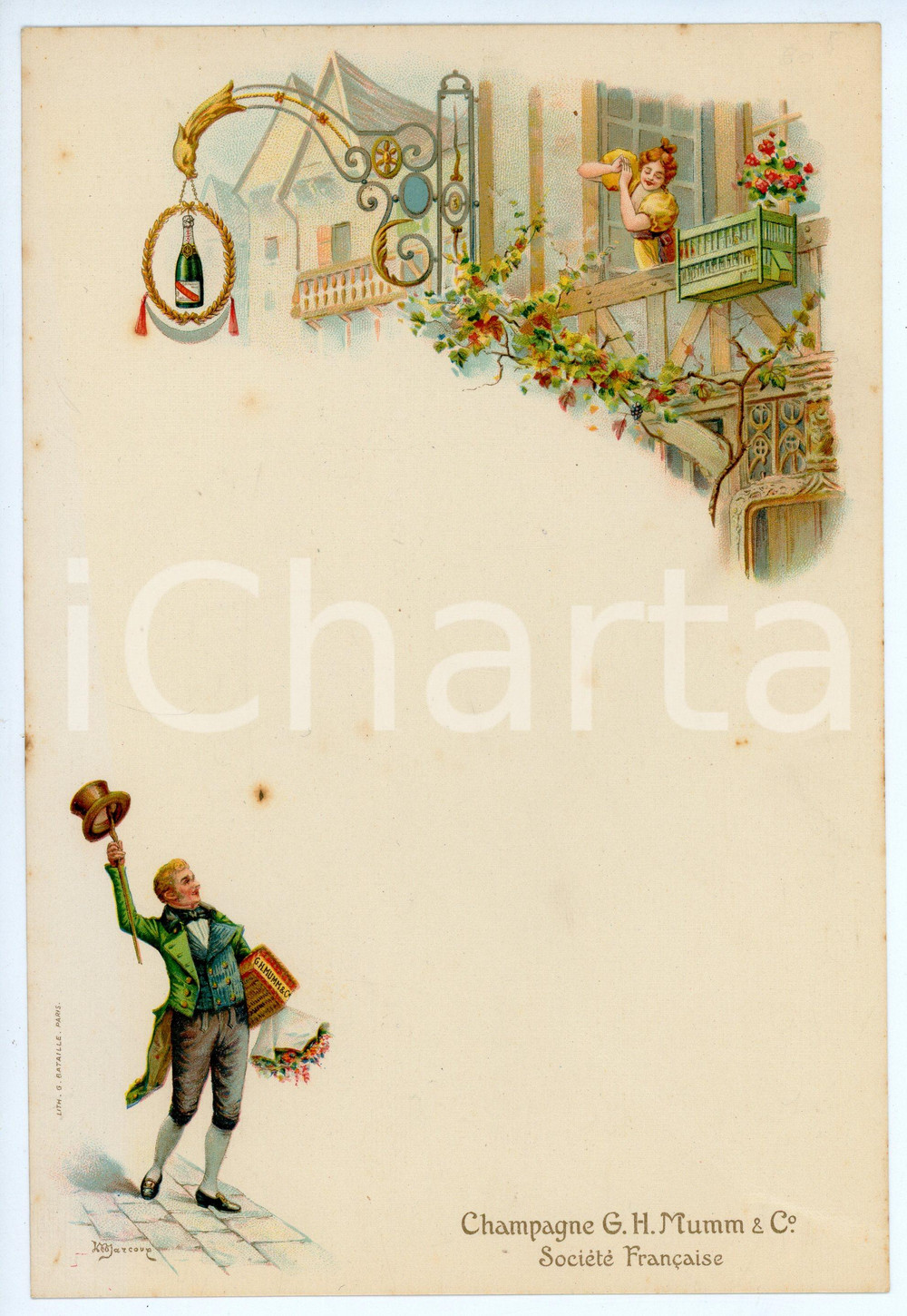 Oggetto da collezione cartaceo 1920 ca FRANCE Champagne G.H. MUMM Menu 16x23 cm 1