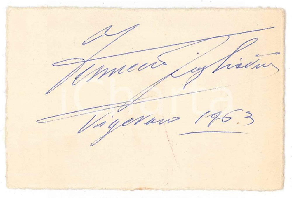Autografo originale 1963 LIRICA VIGEVANO  Tenore Ferruccio TAGLIAVINI  Biglietto con AUTOGRAFO 1