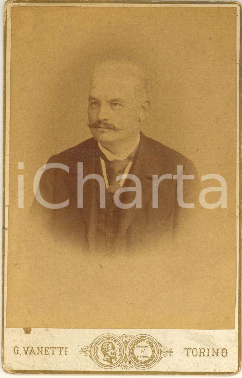 Fotografia d epoca originale 1890 ca TORINO Ritratto di Giovanni CANDELLERO notaio Foto VANETTI 10x16 cm 1