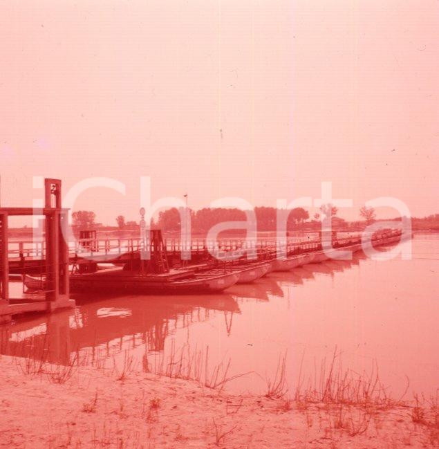 Fotografia d epoca originale 1960ca VIGEVANO PV Ponte di barche sul Ticino POSITIVO ORIGINALE 1