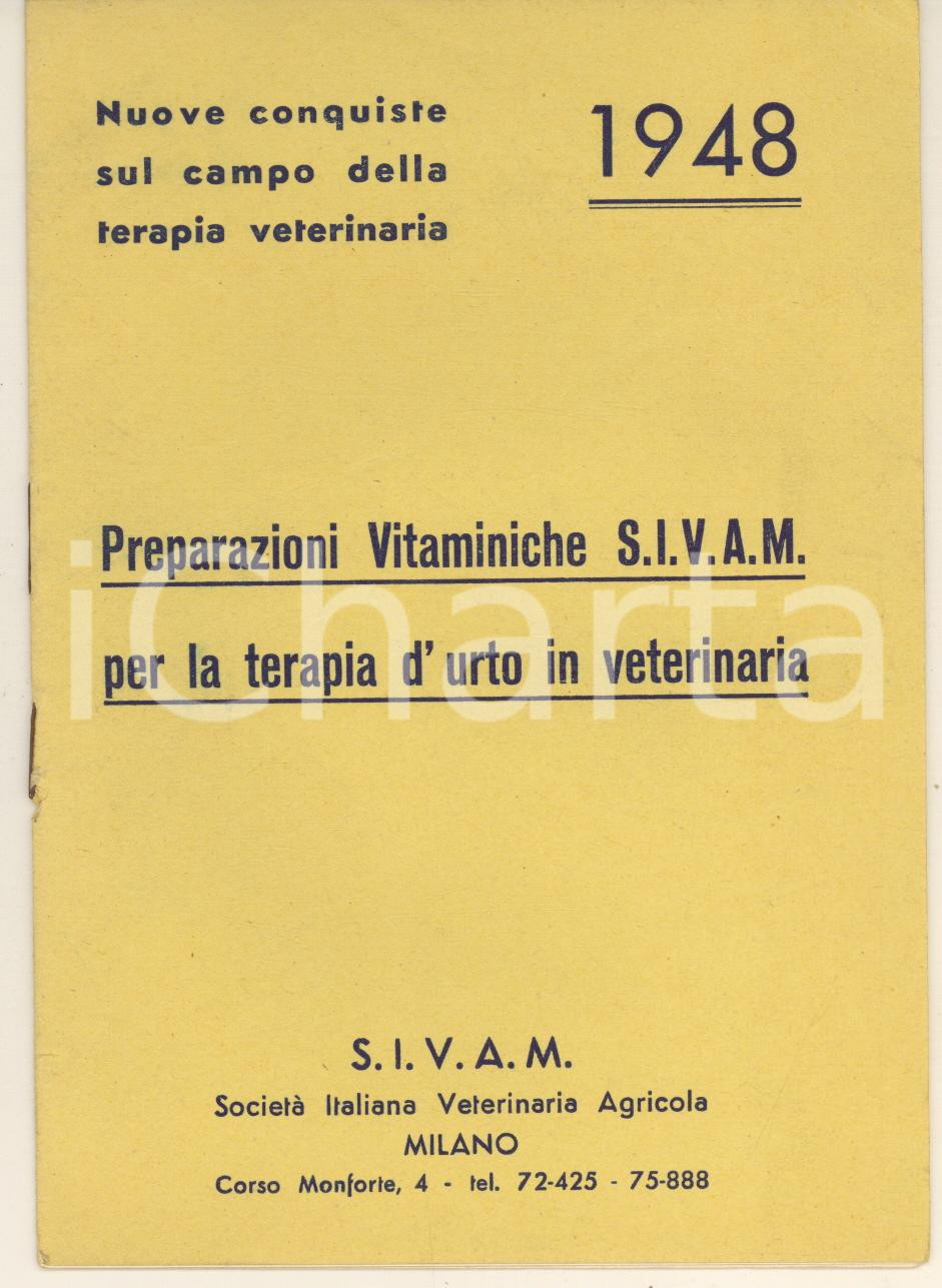 Materiale pubblicitario d’epoca 1948 MILANO  S.I.V.A.M.  Preparazioni vitaminiche per la terapia veterinaria 1