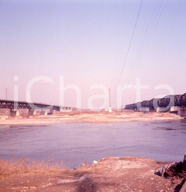 Fotografia d epoca originale 1965ca PIACENZA Ponti stradale e ferroviario sul PO POSITIVO ORIGINALE 1