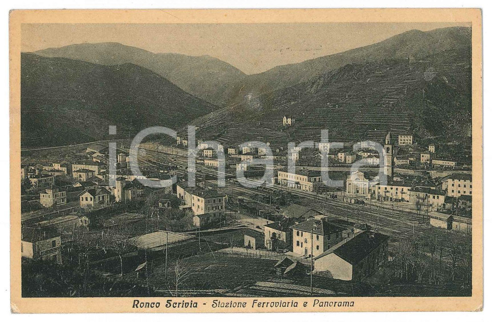 Cartolina originale da collezione 1936 RONCO SCRIVIA Panorama con stazione ferroviaria  Cartolina FP VG 1