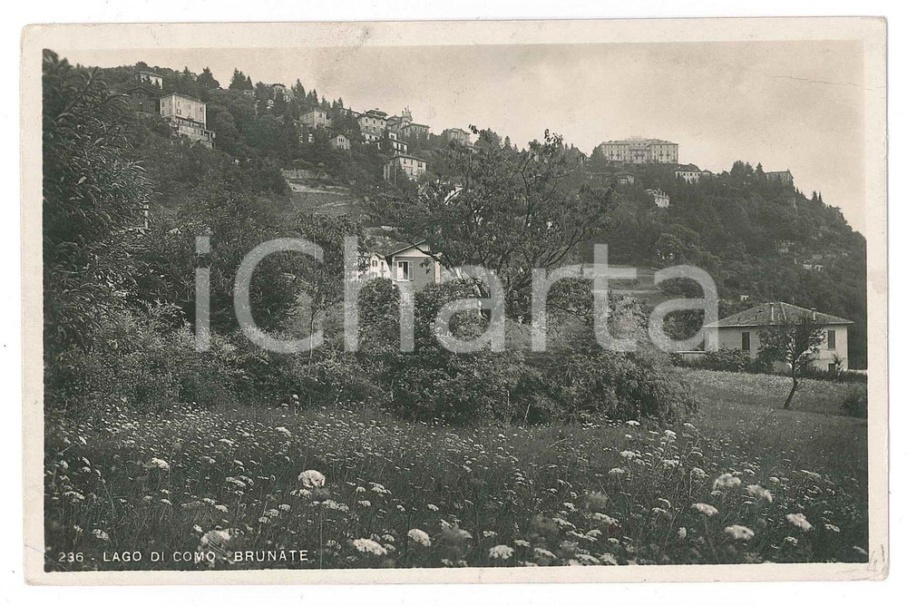Cartolina originale da collezione 1943 LAGO DI COMO  BRUNATE Panorama del paese  Cartolina FP VG 1