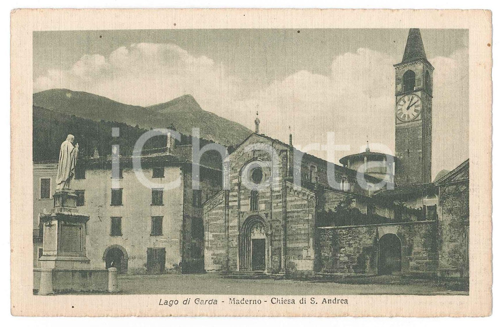 Cartolina originale da collezione 1930 ca TOSCOLANO MADERNO Chiesa di Sant Andrea nella frazione MADERNO Cartolina 1