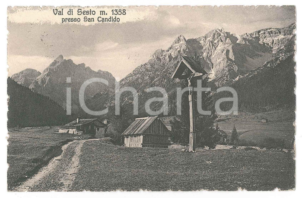 Cartolina originale da collezione 1926 DOLOMITI  VAL DI SESTO Edicola votiva a SAN CANDIDO Cartolina FP VG 1