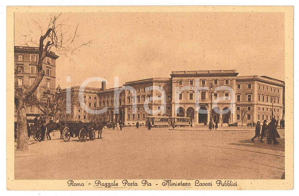 Cartolina originale da collezione 1920 ca ROMA Piazzale di PORTA Ministero dei Lavori Pubblici  Cartolina ANIMATA 1
