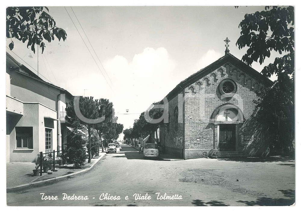 Cartolina originale da collezione 1961 RIMINI  TORRE PEDRERA Fiat 600 MULTIPLA in Viale Tolmetta  Cartolina FG 1