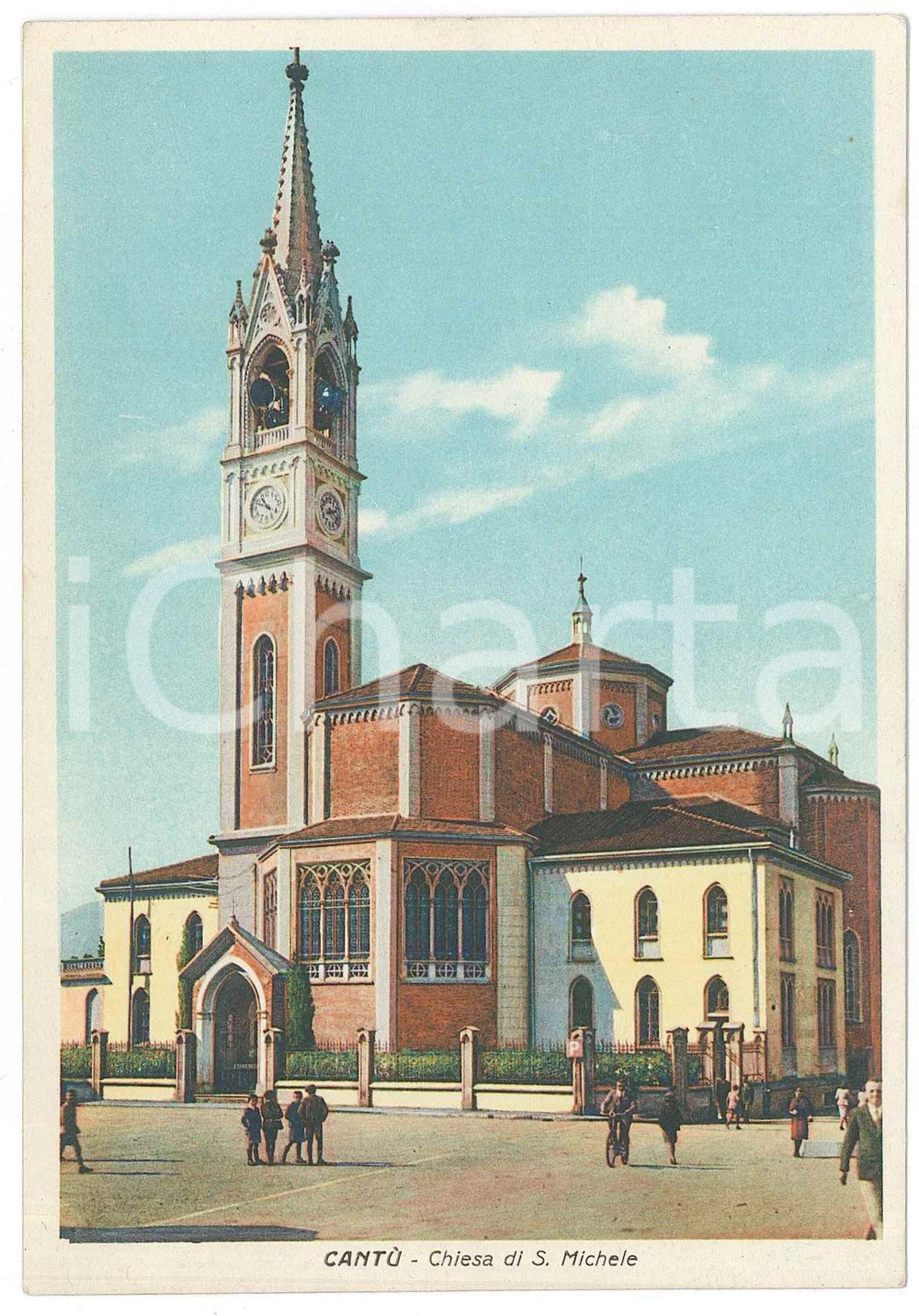 Cartolina originale da collezione 1950 ca CANTÙ CO Bambini davanti alla Chiesa di San Michele  Cartolina FG NV 1