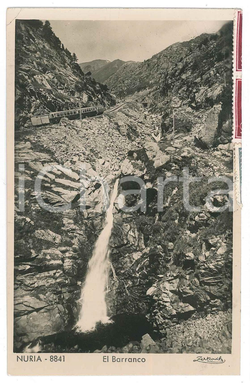 Cartolina originale da collezione 1956 VALLE DE NURIA ESPANA El barranco  Postcard FP VG 1