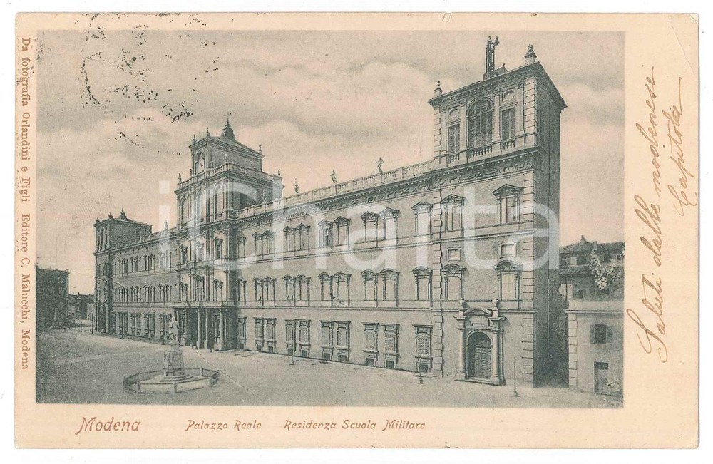 Cartolina originale da collezione 1903 MODENA Palazzo Reale  Residenza Scuola Militare  Cartolina FP VG 1