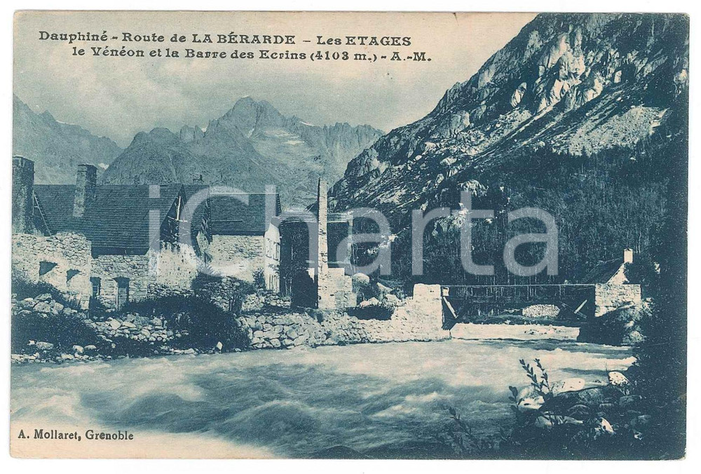 Cartolina originale da collezione 1925 ca DAUPHINÉ Route de LA BÉRARDE Les etages  Barre des Ecrins  Postcard FP 1