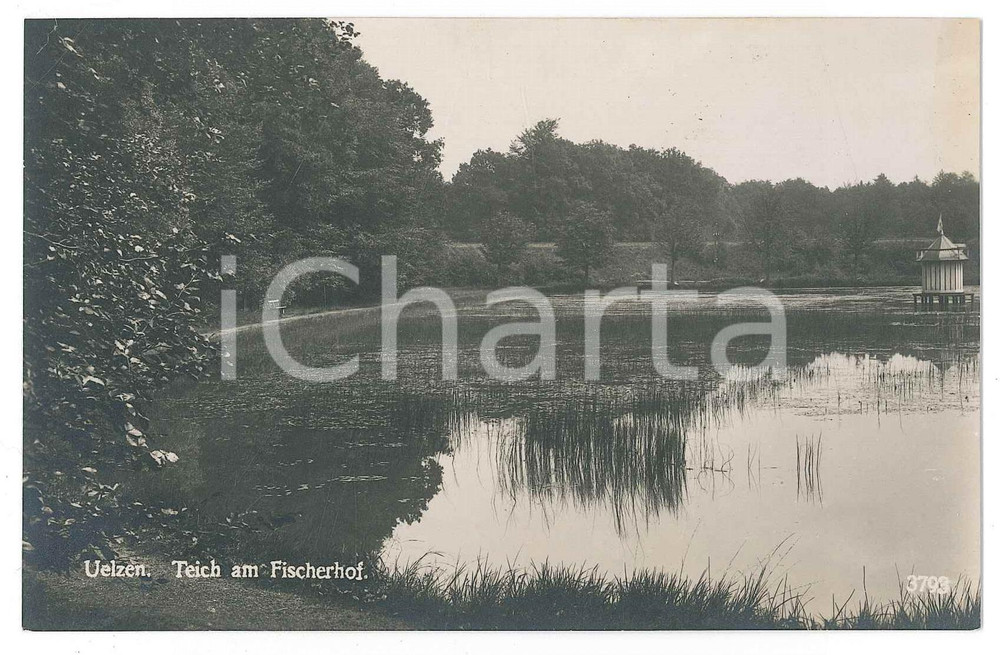 Cartolina originale da collezione 1925 ca UELZEN DEUTSCHLAND Teich am fischerhof  Postcard FP NV 1