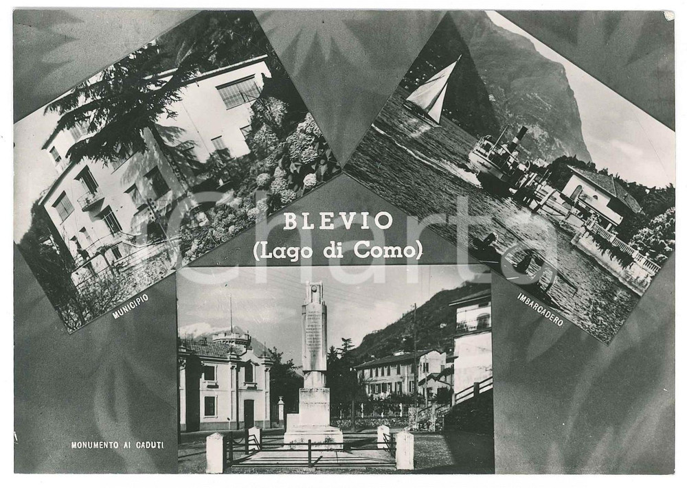 Cartolina originale da collezione 1952 BLEVIO Vedutine con municipio e imbarcadero LAGO DI COMO Cartolina FG NV 1