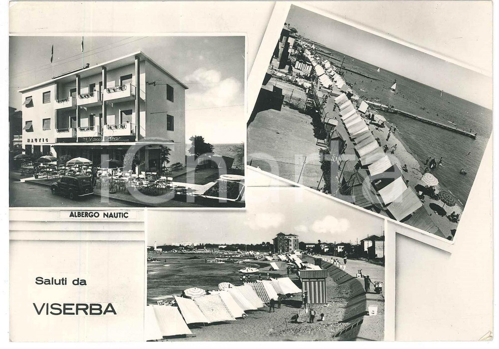 Cartolina originale da collezione 1950 ca RIMINI Frazione VISERBA Vedutine dell Albergo NAUTIC Cartolina FG VG 1