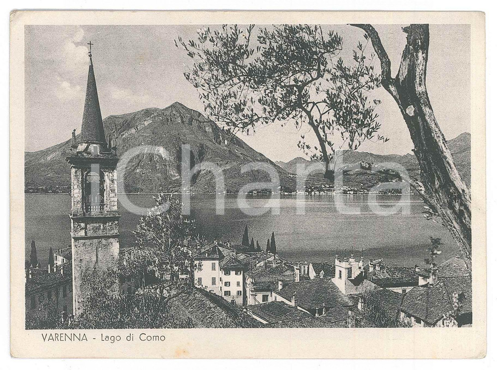 Cartolina originale da collezione 1949 VARENNA Lago di Como e campanile della Chiesa di San Giorgio  Cartolina FG 1