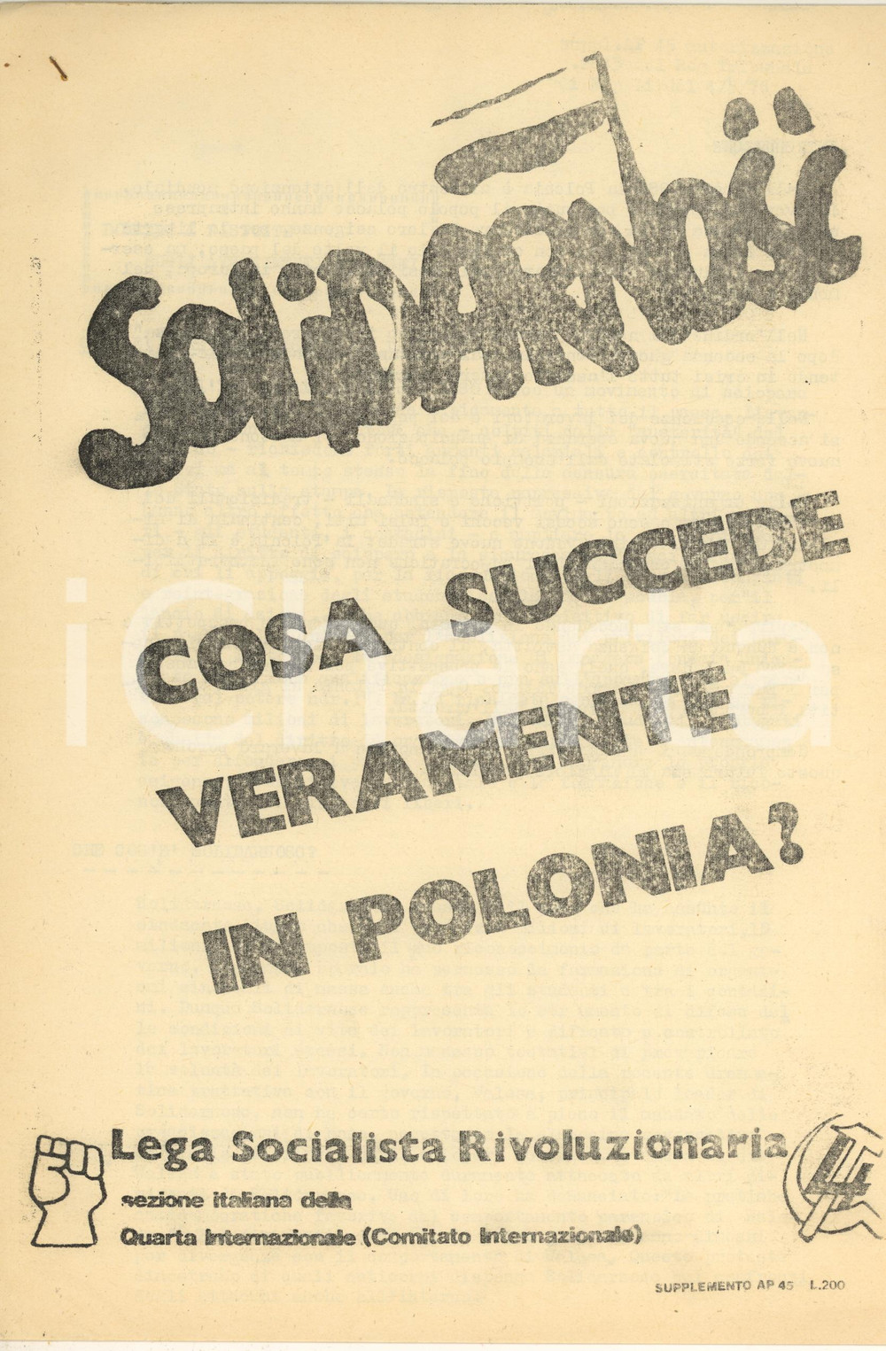 Giornale, rivista storica 1976 Solidanorsc  Cosa succede in Polonia? LEGA SOCIALISTA RIVOLUZIONARIA 1