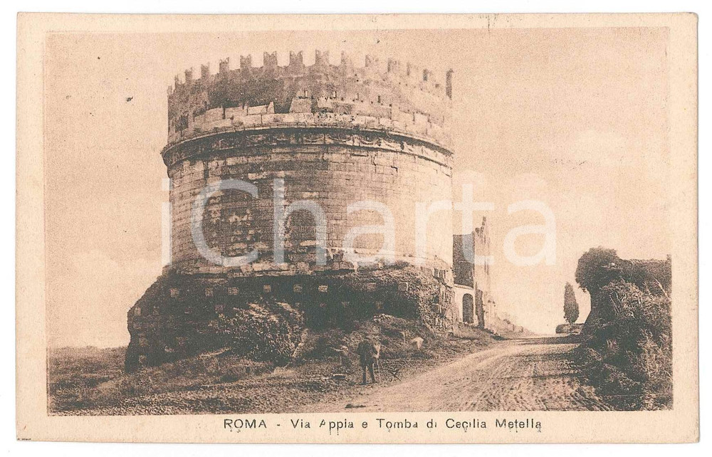 Cartolina originale da collezione 1920 ca ROMA Via Appia  Pittore alla tomba di Cecilia Metella  Cartolina FP NV 1