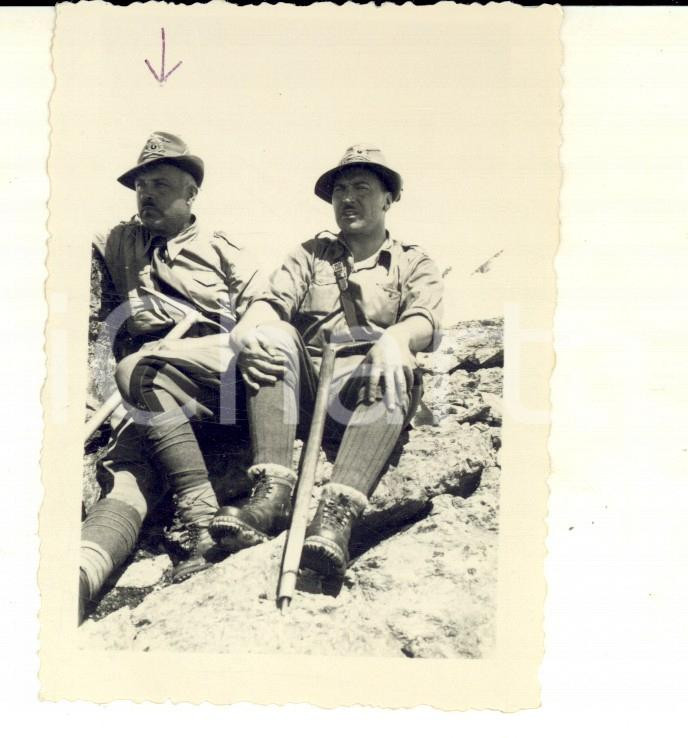 Fotografia d epoca originale 1936 ALPI GRAIE  TESTA DEL RUTOR Ritratto di due alpini Foto 7x9 1