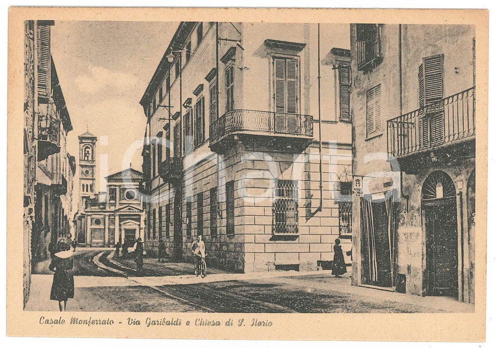 Cartolina originale da collezione 1930 ca CASALE MONFERRATO Via Garibaldi e Chiesa di Sant Ilario Cartolina FG NV 1