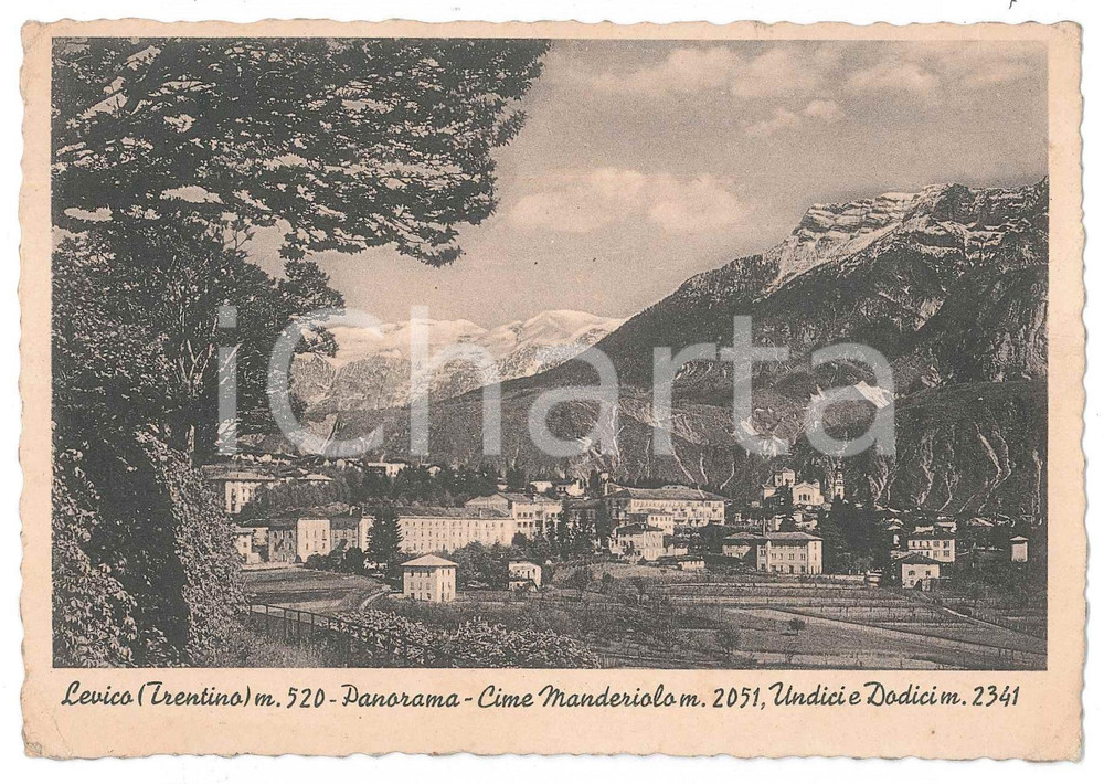 Cartolina originale da collezione 1940 LEVICO TERME Cime Undici e Dodici CIMA MANDERIOLO Cartolina FG VG 1