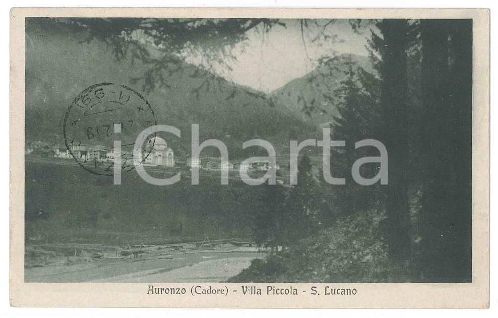 Cartolina originale da collezione 1919 AURONZO DI CADORE Villapiccola  Chiesa di San Lucano  Cartolina FP VG 1