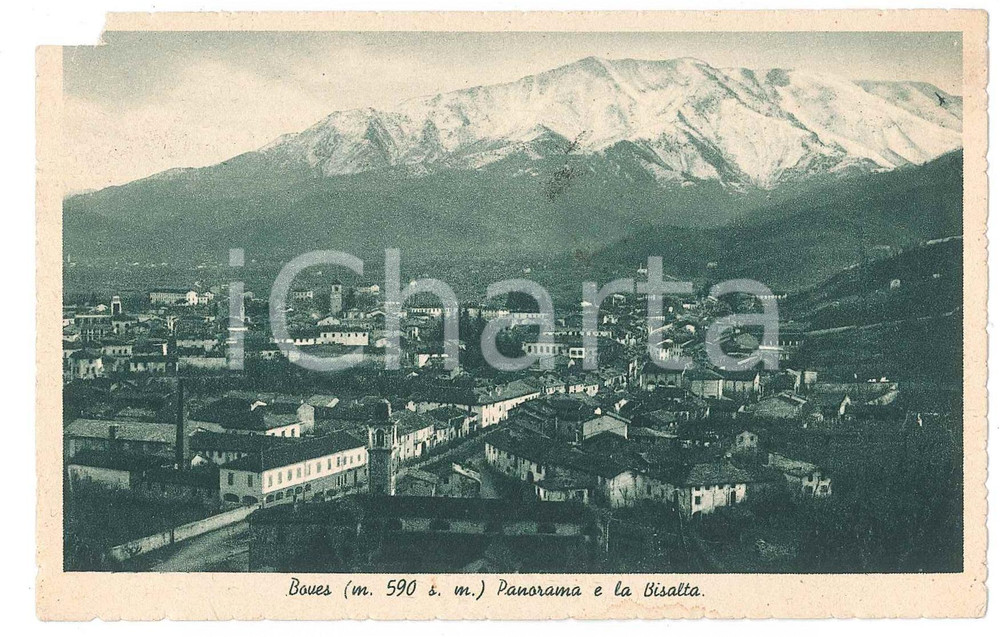 Cartolina originale da collezione 1947 BOVES CN Panorama con il Monte Bisalta  Cartolina FP VG 1