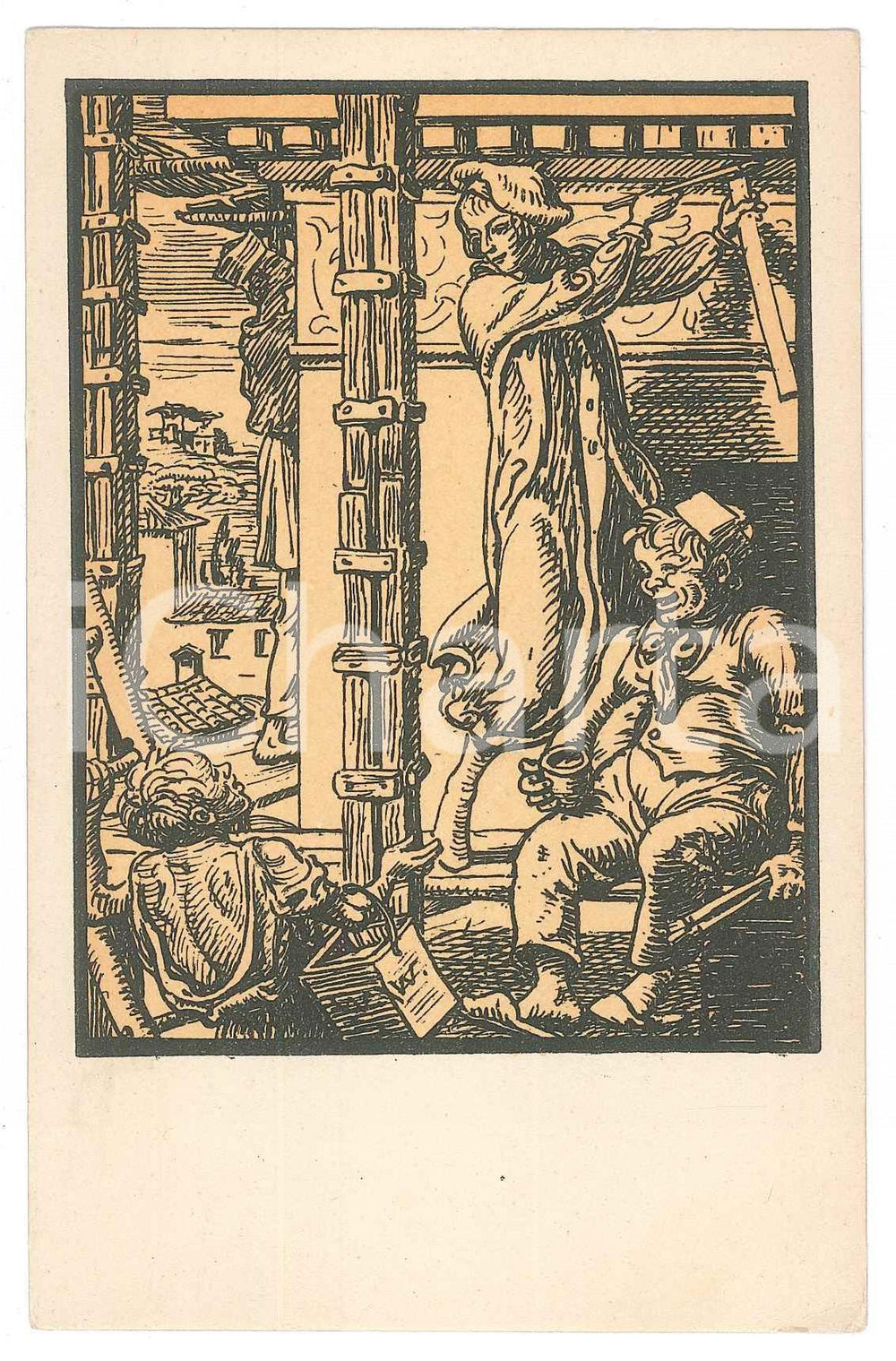 Cartolina originale da collezione 1935 ca FED. FASCISTA ARTIGIANI Decoratori  Ill. di Publio MORBIDUCCI Cartolina 1