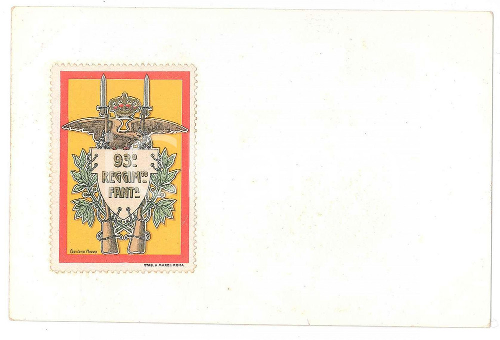 Oggetto da collezione cartaceo 1920 ca REGIO ESERCITO  93° Reggimento Fanteria  Chiudilettera su cartoncino 1
