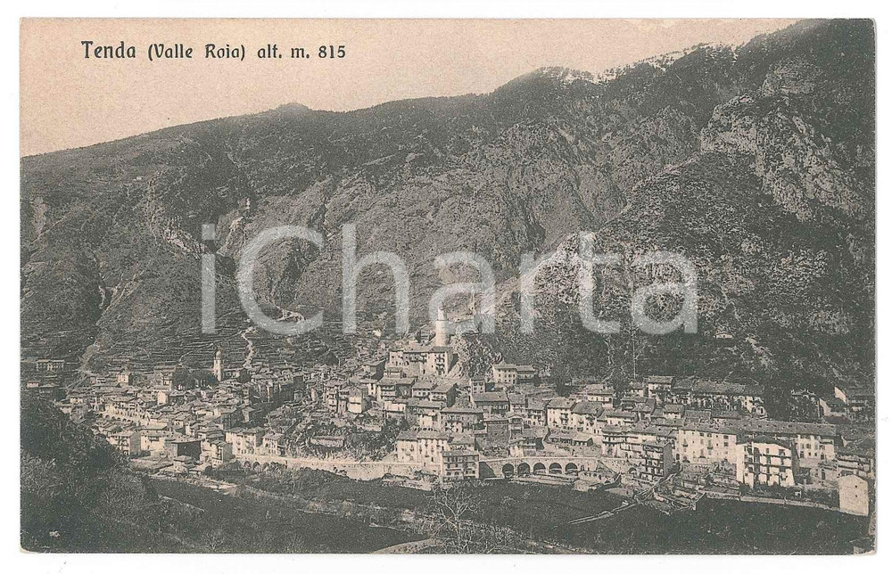 Oggetto da collezione cartaceo 1920 ca TENDA  VAL ROIA Panorama del paese  Cartolina FP NV 1
