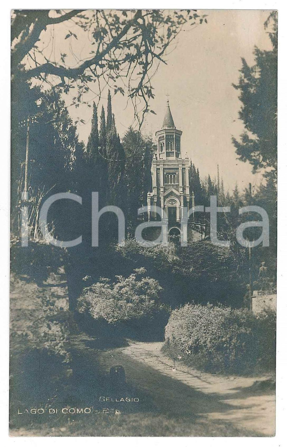 Cartolina originale da collezione 1920 ca BELLAGIO Mausoleo di Giacomo POLDI PEZZOLI Cartolina FP NV 1