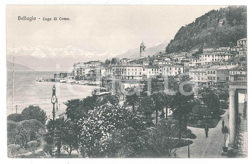 Cartolina originale da collezione 1920 ca BELLAGIO Panorama con il LAGO DI COMO Cartolina FP NV 1