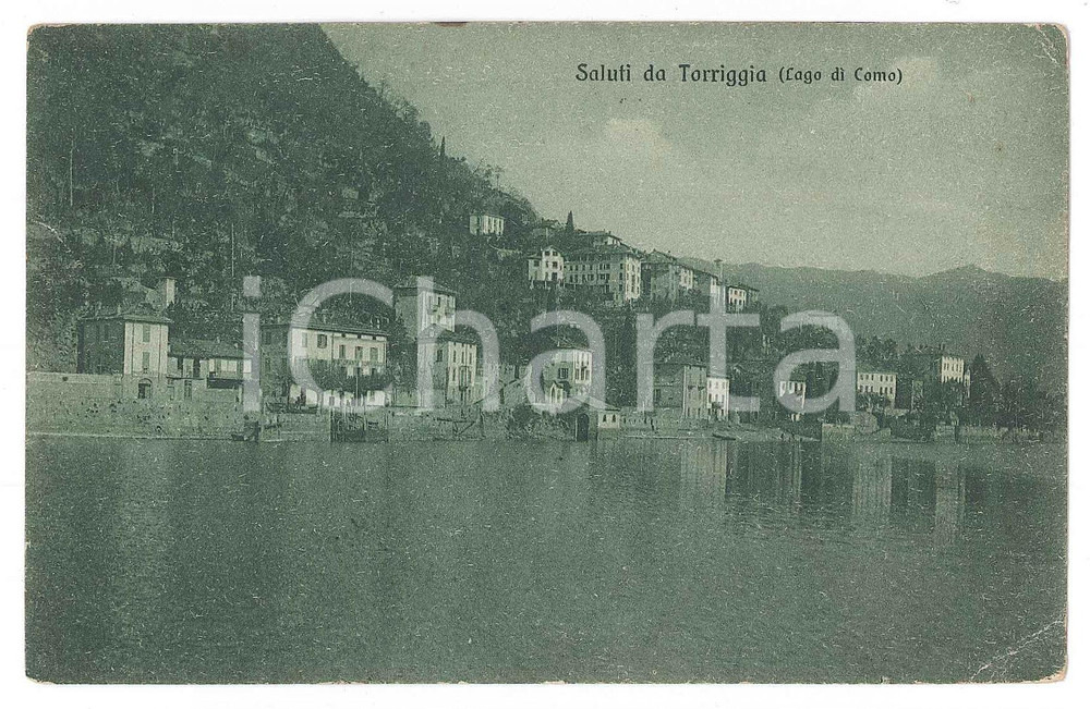 Cartolina originale da collezione 1900 ca TORRIGGIA Panorama con il LAGO DI COMO Cartolina FP NV 1