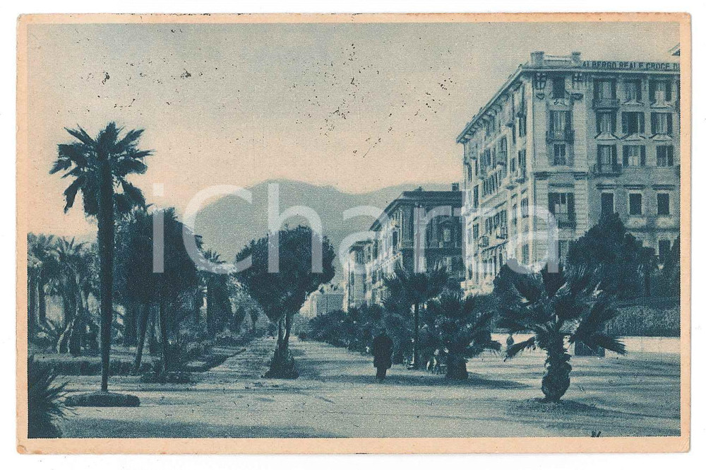 Cartolina originale da collezione 1934 LA SPEZIA Viale Mazzini e Hotel Croce di Malta  Cartolina ANIMATA FP VG 1