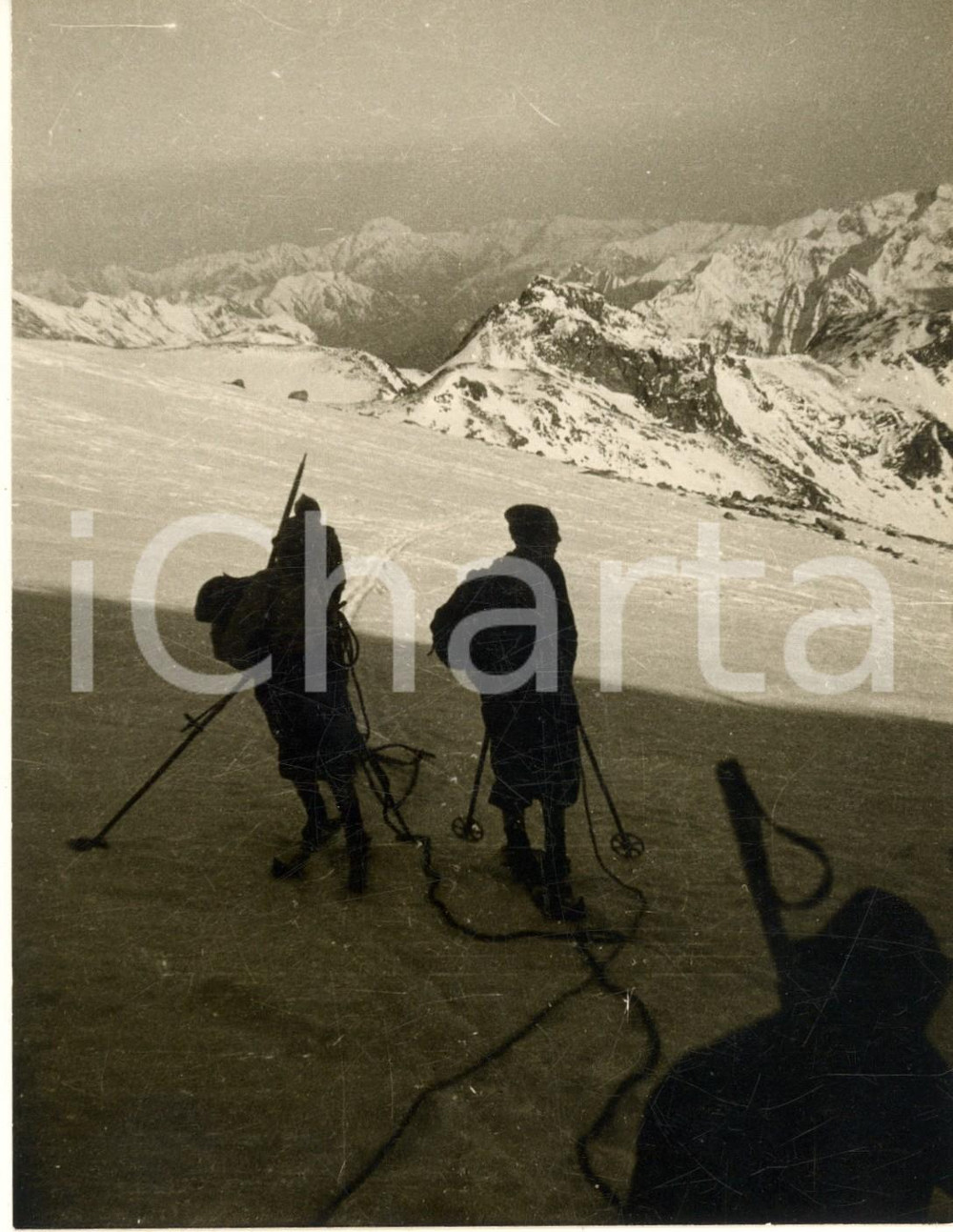 Fotografia d epoca originale 1950 ca ALPINISMO MONTE ROSA Salita al Ghiacciaio del Lys  Foto 13x18 cm 1
