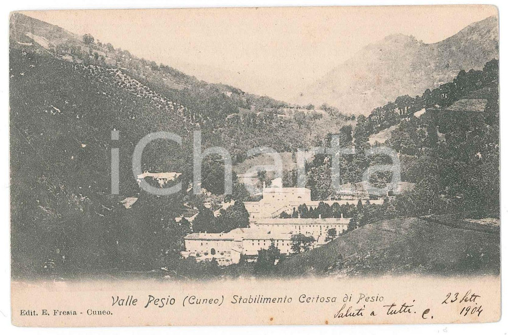 Cartolina originale da collezione 1904 VALLE PESIO CN Stabilimento Certosa di Pesio  Cartolina FP VG 1