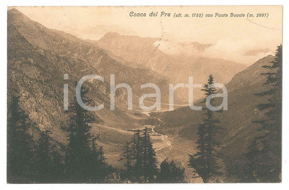 Cartolina originale da collezione 1926 CONCA DEL PRA  VAL PELLICE Panorama con Punta Boucie  Cartolina FP VG 1