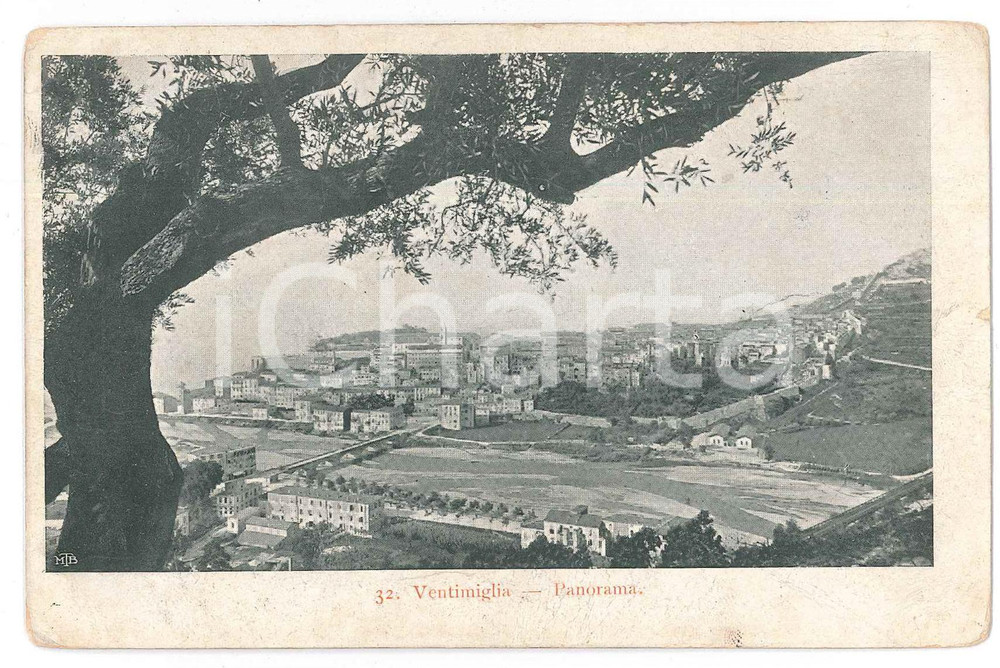 Cartolina originale da collezione 1900 ca VENTIMIGLIA IM Panorama della città  Cartolina ANIMATA FP VG 1