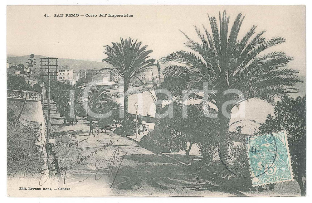 Cartolina originale da collezione 1905 SANREMO IM Carrozze lungo Corso dell Imperatrice  Cartolina FP VG 1