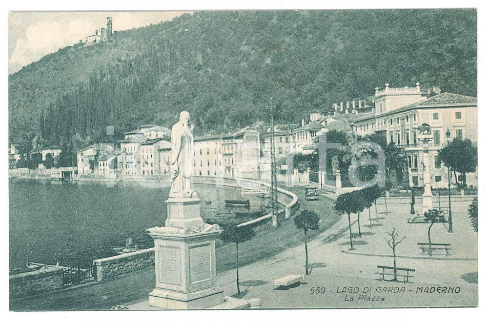 Cartolina originale da collezione 1930 ca TOSCOLANO MADERNO Statua di Sant Ercolano e LAGO DI GARDA Cartolina FP 1